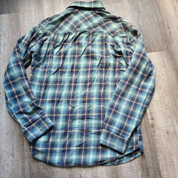 Woolrich Flannel Shirt Men Large Green Plaid Long Sleeve Button Up Flap Pockets - Picture 10 of 13